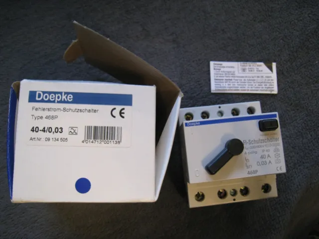 Interruttore di protezione corrente di guasto Doepke 40A -40-4/0,03A, tipo 486P nuovo