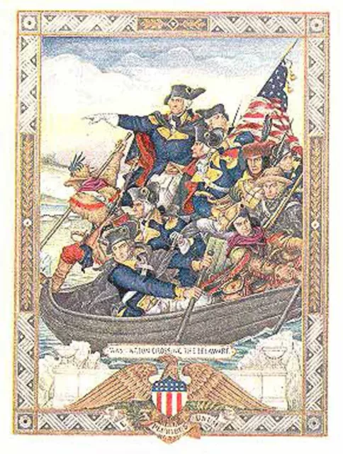 Arthur Szyk 1945 George Washington Artwork Feature Valley Forge & Delaware River