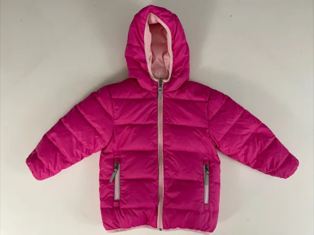LITTLE GIRLS PINK/LIGHT Pink Reversible Max Fill Down Puffer Coat Sz 4/ ...