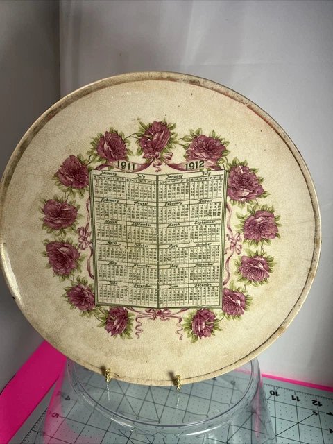 Vtg The GoodWin Pottery Co. Calendar Semi -Porcelain Plate 1911 To 1912 Antique