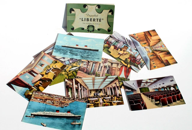 10 Carte Postale Ancienne - C.g.t Paquebot Liberte - Vues Artistique En Couleurs
