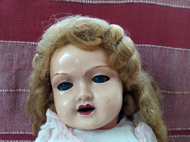 Ancienne Poupée Parlante Française 45cm – Yeux Bleus Dormeurs, Bouche Ouverte (1920)