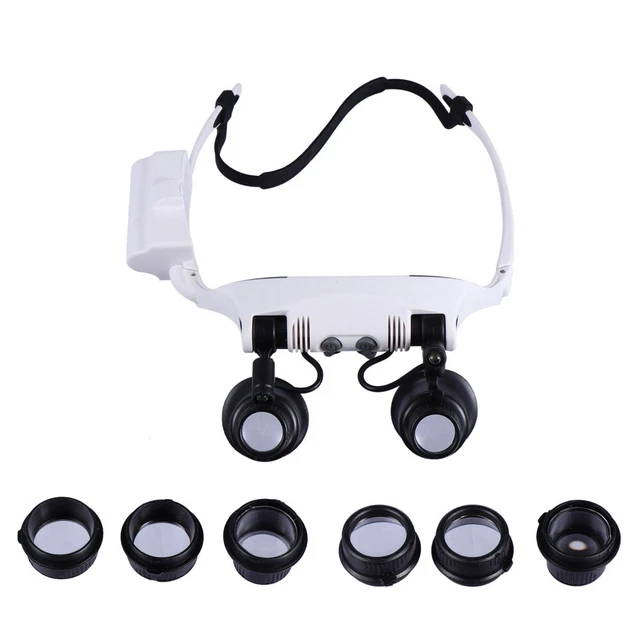 EBTOOLS Lunettes loupe serre-tête Loupe Serre‑tête Montée sur Tête LED 2,5X ‑ 25X avec 16pcs EBTOOLS Lunettes loupe serre-tête Loupe Serre‑tête Montée sur Tête LED 2,5X ‑ 25X avec 16pcs