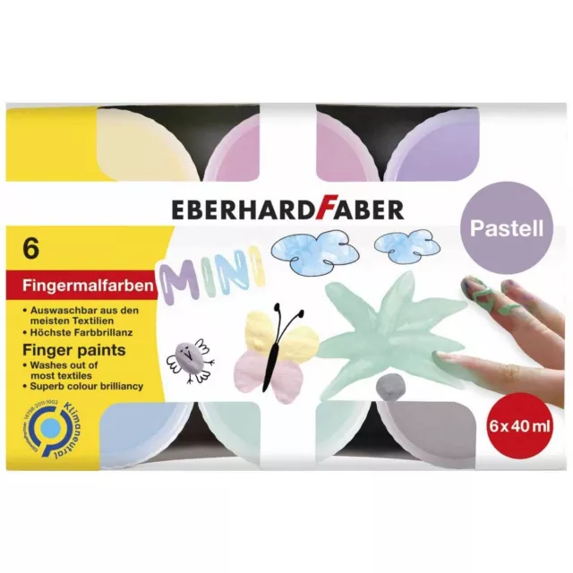 EBERHARD FABER Fingerfarben Fingermalfarbe PASTELL 6 x 40ml