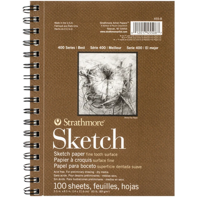 Almohadilla de papel en espiral para bocetos Strathmore 5,5""X8,5""-100 hojas 455800