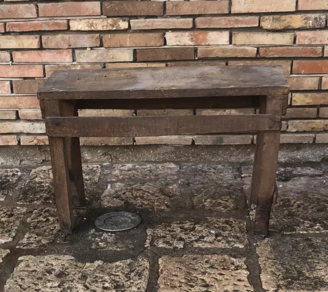 Antica panca sgabello o tavolo basso banco in legno massello H 53 cm