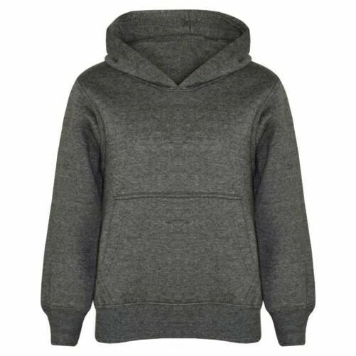 Bambine Ragazzi Felpa Top Tinta Unita Carbone con Cappuccio Maglioncini 2-13