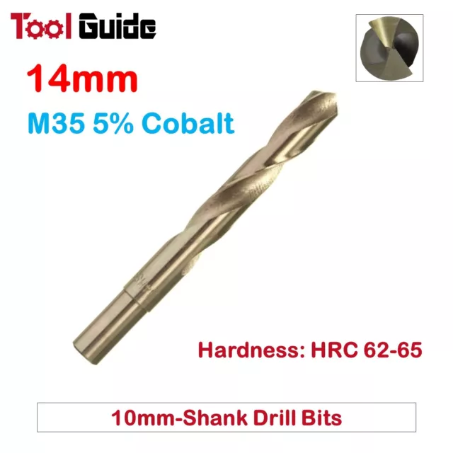 14mm HSS M35 5% Cobalt 10mm 3/8" Reduced Shank Twist Drill Bit 4 Stainless Steel