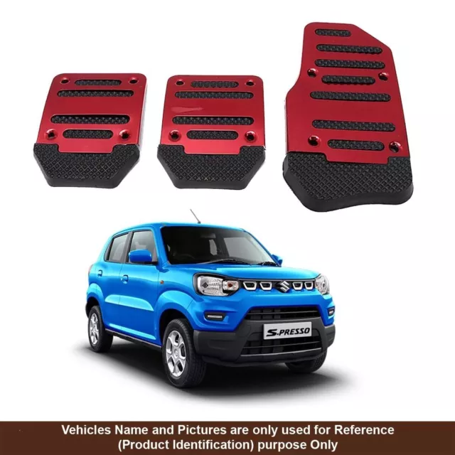 3X Antideslizante Coche Pedales Kit SPORTS Almohadilla Funda Rojo para Maruti