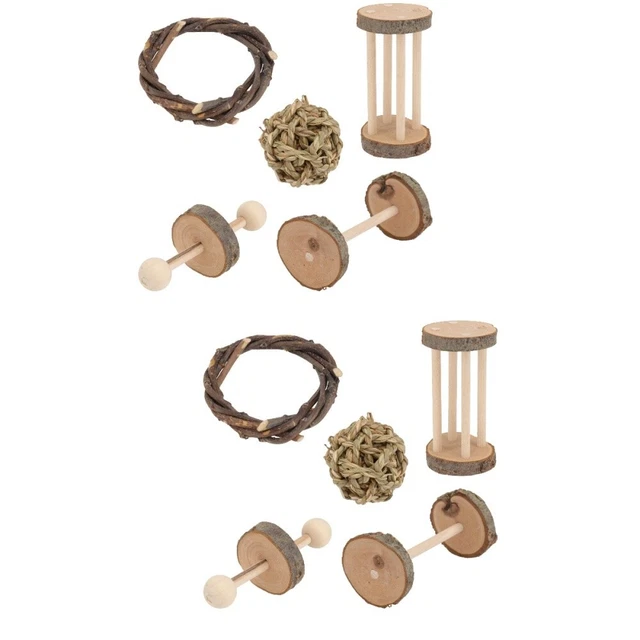 2 Sets Play Molar Toy Ferret Cage Accessories Wood Hamster Teeth Grinding