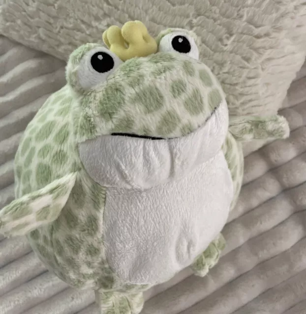 Cloud B Crowned Frog Prince Pillow Plush Stuffed Animal Pouf. White with Green
