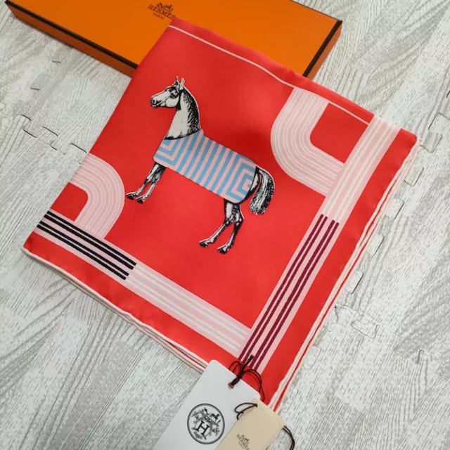 Unused w/box HERMES Petit Carre 45 GARDE ROBE POP Horse Silk Scarf Gavroche 42cm