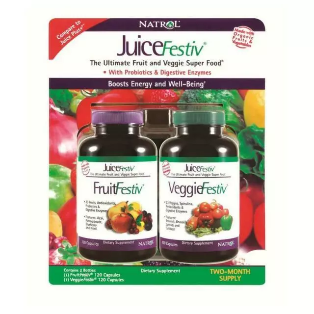 Natrol JuiceFestiv Daily Fruit & Veggie, 240 Capsules Natrol JuiceFestiv Daily Fruit & Veggie, 240 Capsules