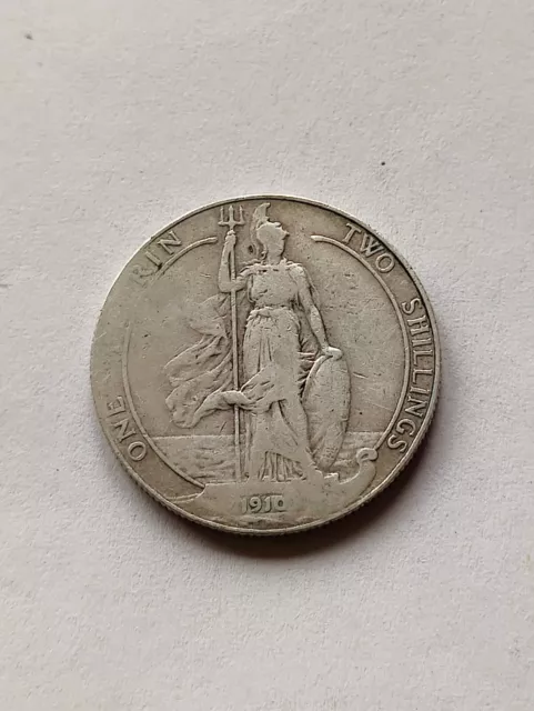 1910 Edward VII silver one florin two shillings Coin