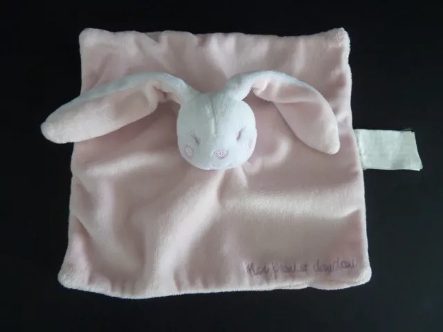 27. Doudou Plat Carre Kimbaloo Lapin Rose Blanc Mon Premier Doudou - Ttbe