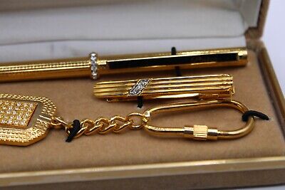 2 Vintage Sets Fashion Pen Cuff Link Tie Tack Key Chain In Original Box 3