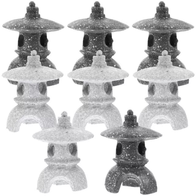 8 Pcs Décorations De Jardin Petite Pagode Bonsaï Ornent Mini-statue Antique