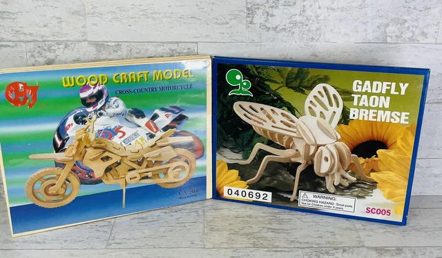 Butterfly & Motorcycle Wooden Puzzle Sets - Pack of 2 Puzzles - Sealed