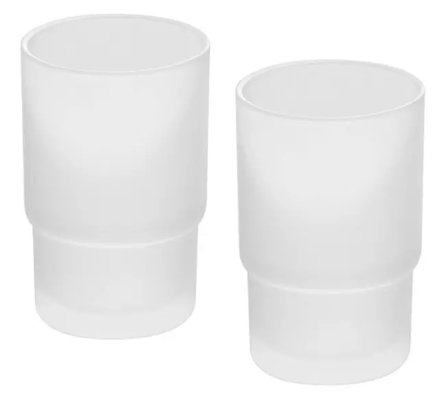 2x Porta Spazzolino Ø 67 MM Vetro Tazza Set Portaspazzolino 200 ML Satinato