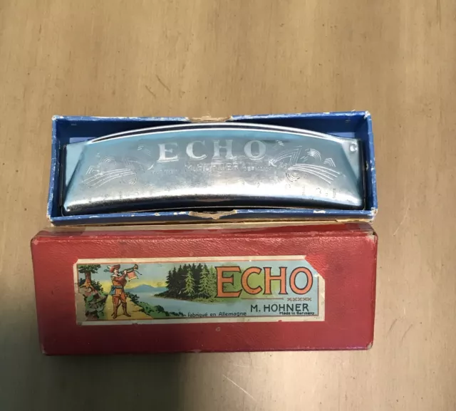 Harmonica M Hohner Echo Key C Curved Made In Germany Original Box 1927 Vintage