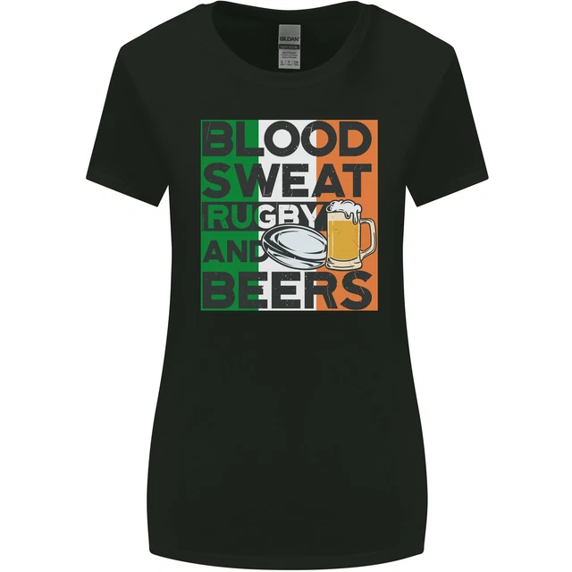 Blood Sweat Rugby and Beers Ireland Funny Womens Wider Cut T-Shirt