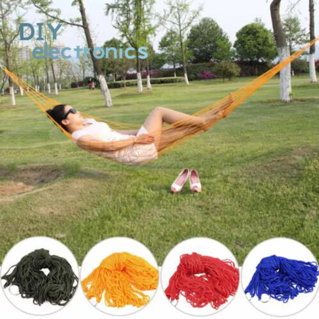 Nylon Portable Mesh Hammock Hanging Sleeping Bed Swing Outdoor Travel Camping