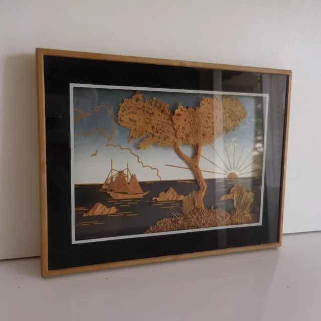 Vintage Art Deco Design XX PN France Handmade Sea Landscape Frame Board N2831 4