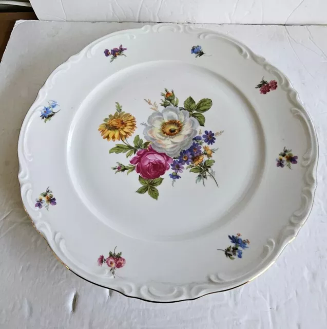 Vintage Mitterteich Bavaria dinner plate Meissen Floral   Gold Trim Germany