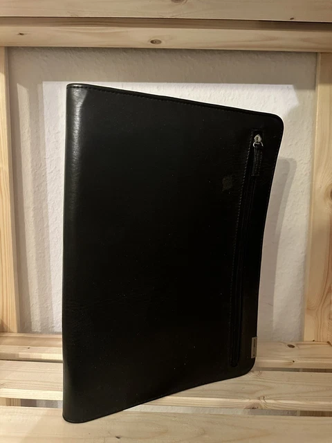 Bodenschatz Schreibmappe Notebook Blockklemme DIN A4 Schwarz Black Leder Neu