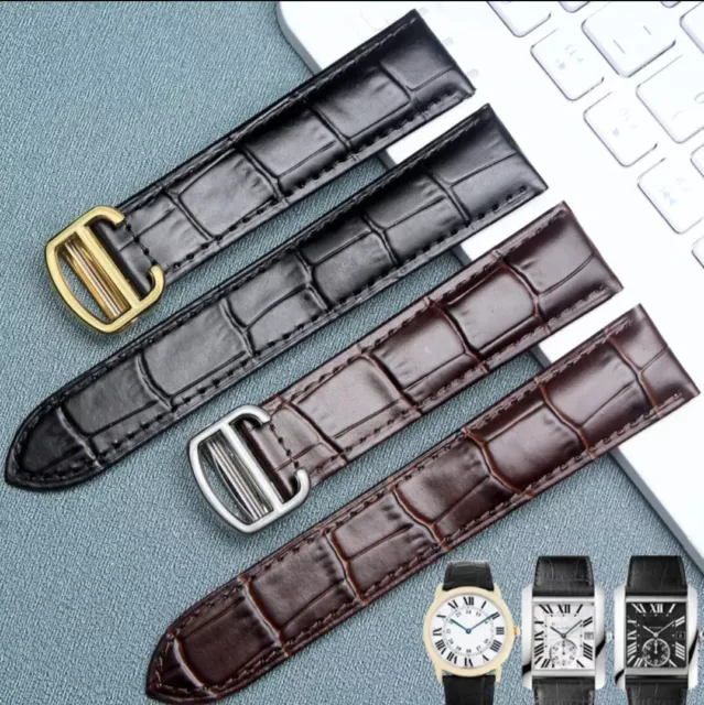 Cartier Tank, Santos, bracelet Marron 20mm Alligator/Crocodile Imprimé déployant