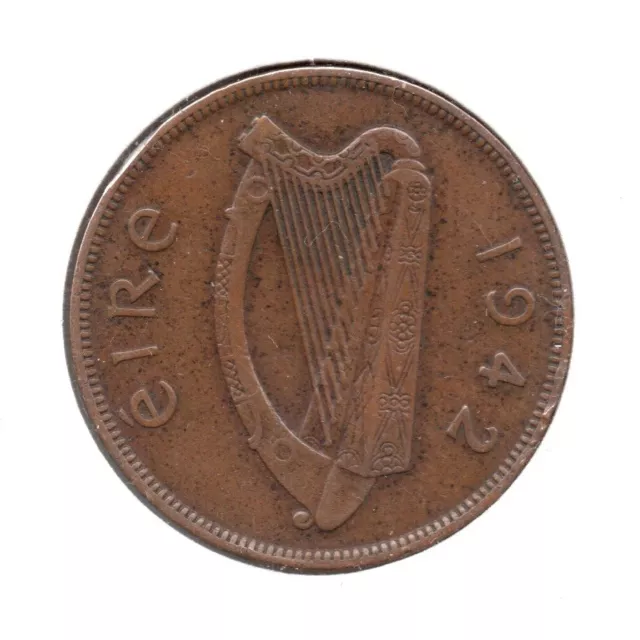 IRELAND - 1 Penny (1942) KM #11, Bronze Coin