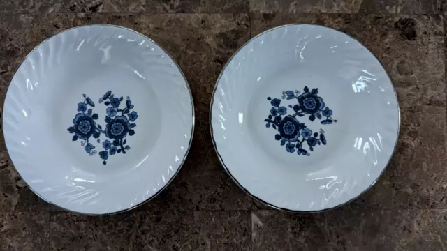 2 Vintage Enoch Wedgewood Royal Blue Ironstone Small Side Saucer /Bowl's 5 1/4"