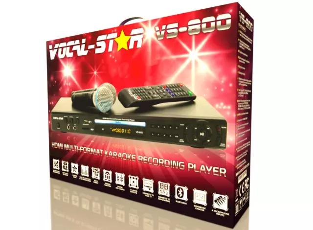 VS-VocalBar Karaoke Machine Soundbar With 2 UHF Wireless Microphones and  Light Effects