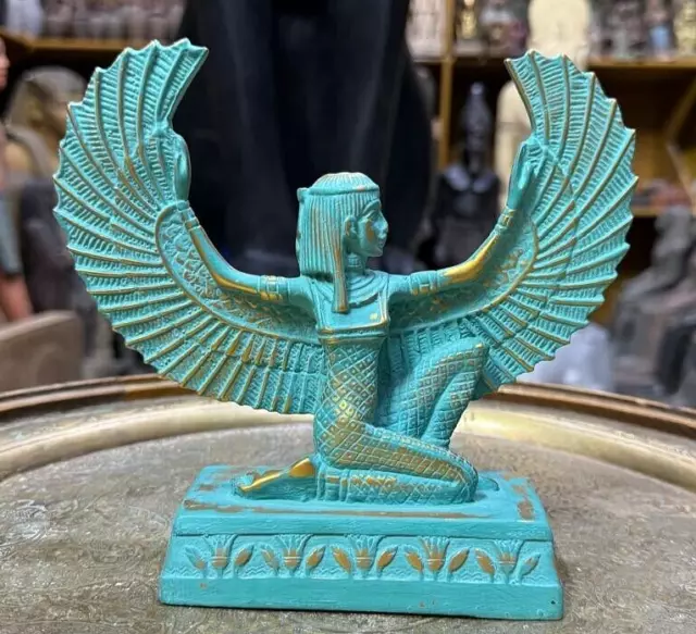 RARE ANCIENT EGYPTIAN ANTIQUITIES Statue Goddess Isis With Open Wings Egypt BC
