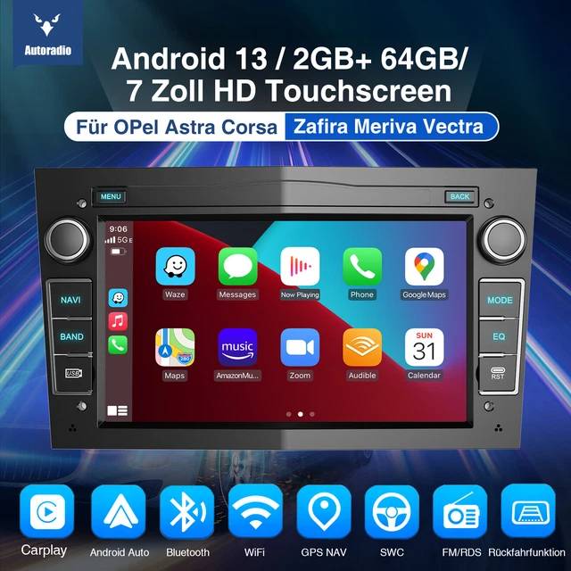 OiLiehu Android 13 Autoradio Für Opel Astra H/Zafira B - 9 Zoll Doppel Din Mit CarPlay & Android Auto, 6+128GB