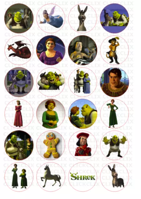 24 x SHREK Edible Fairy Cupcake Toppers Birthday Decorations Wafer Pre-cut