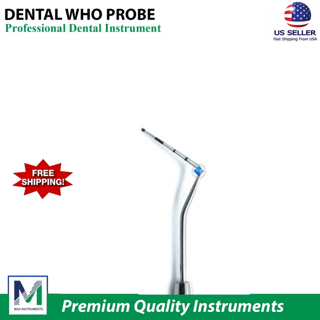 DENTAL PERIODONTAL PROBES WHO Ball Ended Probe Markings Color Coated