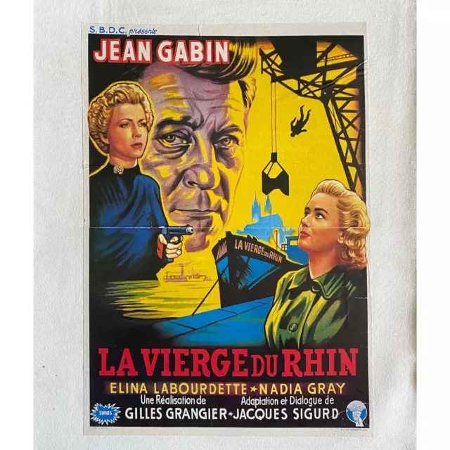 LA VIERGE DU RHIN Affiche de film entoilée  - 35x55 cm. - 1953 - Jean Gabin, Gil
