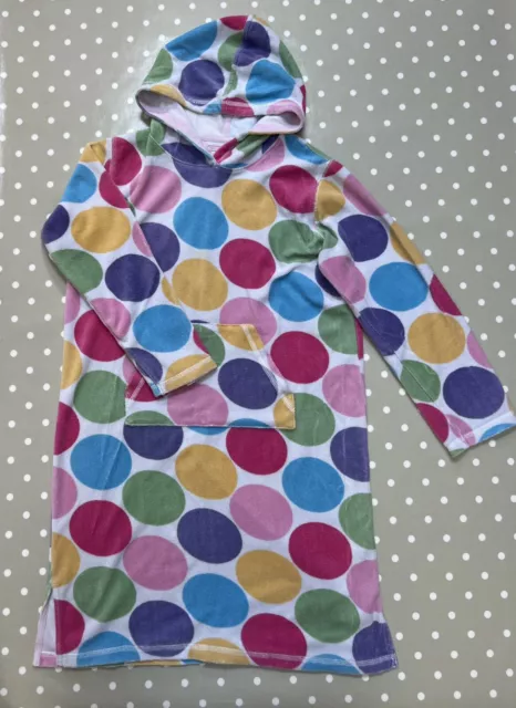 Mini Boden Girls Rainbow Spot Hooded Beach Towelling Robe Cover Up  Age 11-12