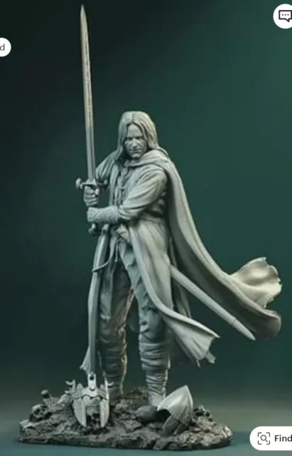 Lotr Aragorn 3d Resin Printed Figure 1/16th Scale Unpainted