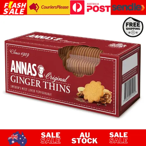 Annas Ginger Thins, Traditional Swedish Pepparkaka Ginger Thin Biscuits, 150g