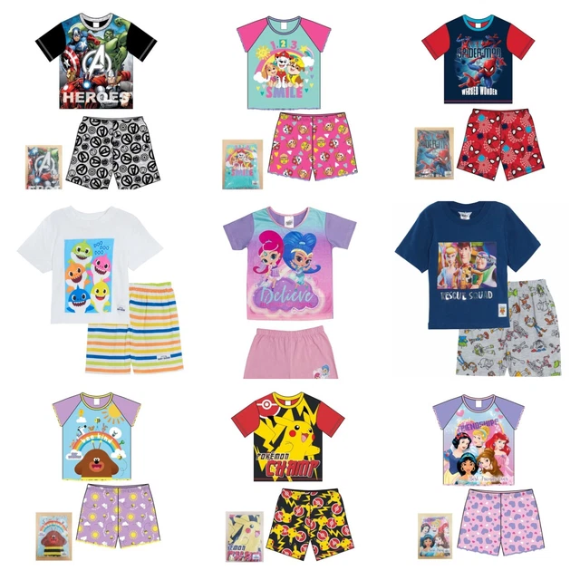 Set Pigiami Shortie Disney Ragazzi Ragazze Bambini Bambini Bambini Corti Pjs Abbigliamento Da Notte