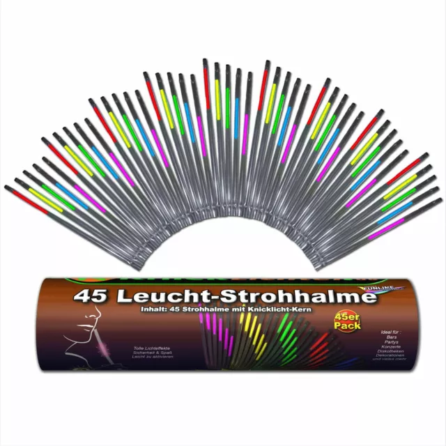 45 leuchtende Knicklichter Strohhalme 5 FARBEN MIX 3