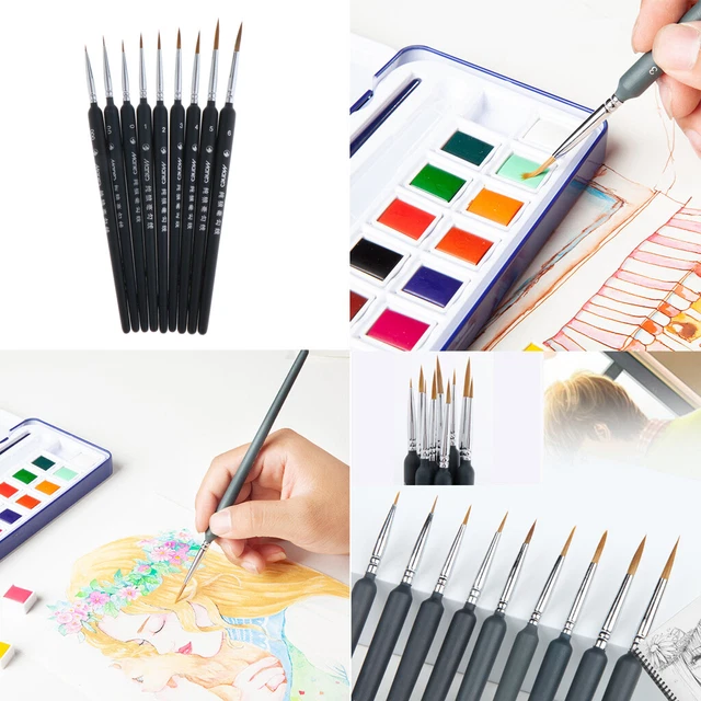 Set di 9 pennelli in miniatura per pennelli per modelli di unghie per capelli