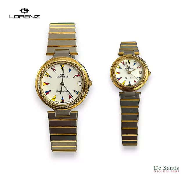 Coppia di orologi Donna Uomo Set orologi polso Lorenz Vintage Kit Regalo Nautica