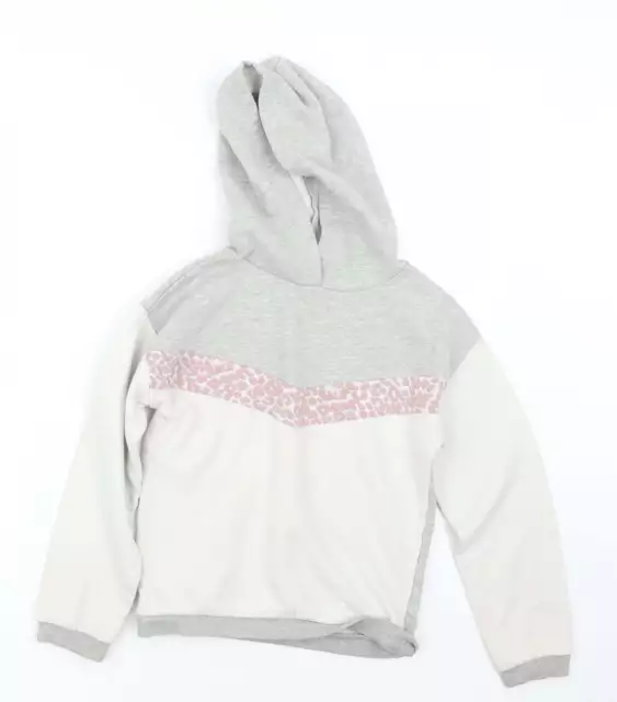 matala Girls White Cotton Pullover Hoodie Size 10 Years