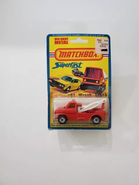 Vintage Matchbox Lesney Superfast 1978 #61 Red Wreck Truck New/Sealed Card
