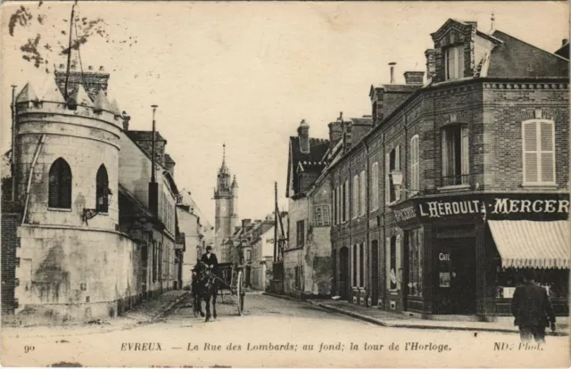 CPA ÉVREUX - La Rue des Lombards au fond la tour de l'Horloge (129074)
