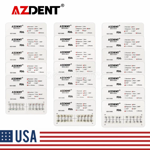 AZDENT ORTHODONTIC DENTAL Brackets Braces Mini Standard Roth MBT.022