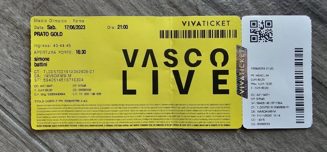 Biglietto Vasco Rossi Prato Gold Roma 17 6 2023 2
